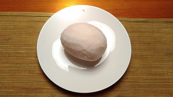 Skinned and cleaned coconut