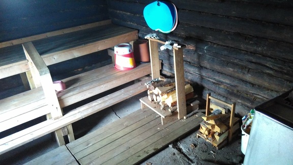 Sauna interior: benches