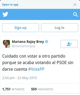 Rajoy avisando a los estúpidos españoles el 22 de mayo