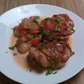 Cider chicken with onion and carrot