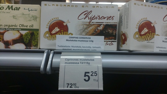 Canned chipirones: 73EUR/Kg