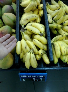 Mini bananas in the supermarket