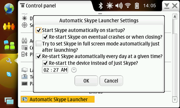 Automatic Skype Launcher 0.0.4 Control Panel snapshot